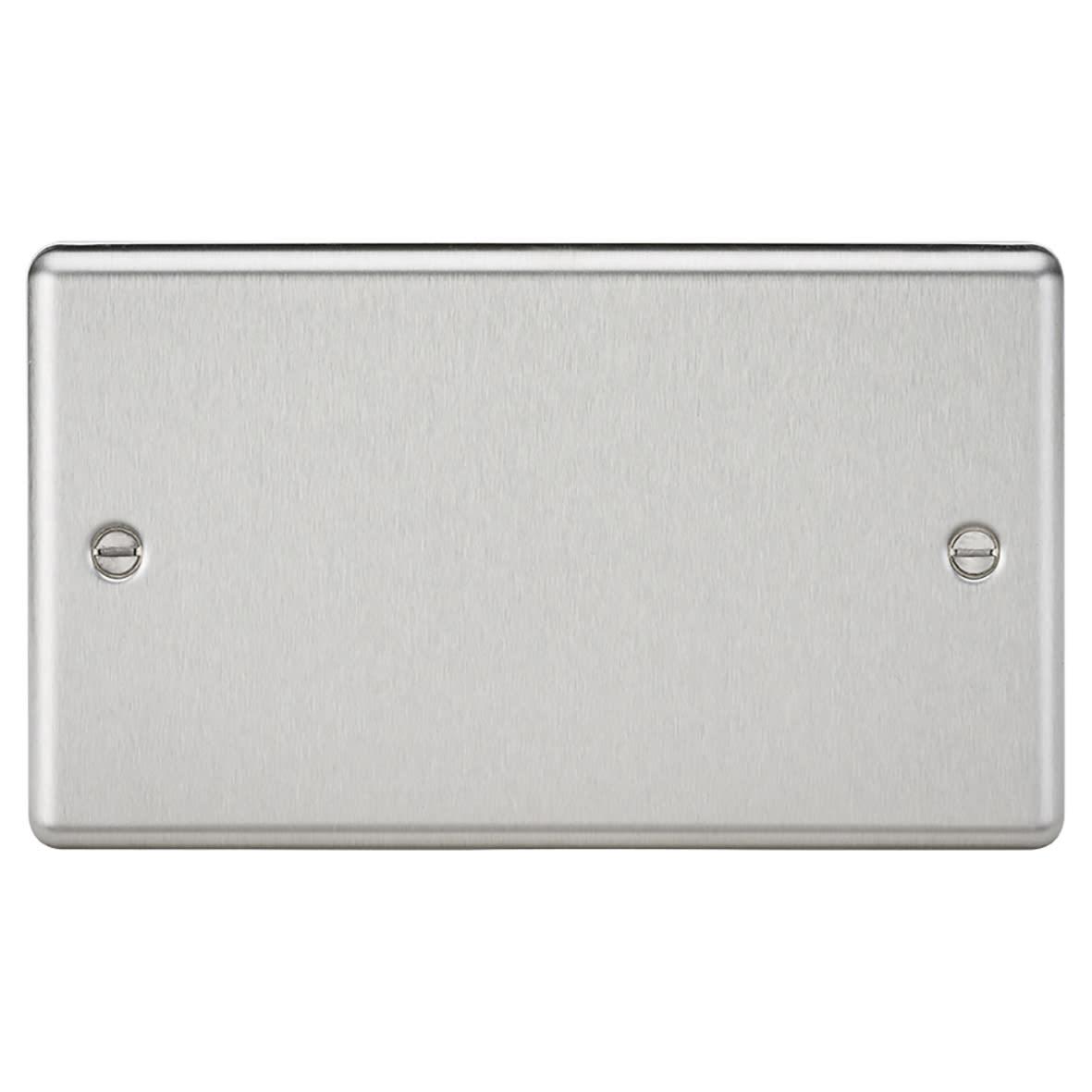 2 Gang Round Edge Blank Plate - Brushed Chrome