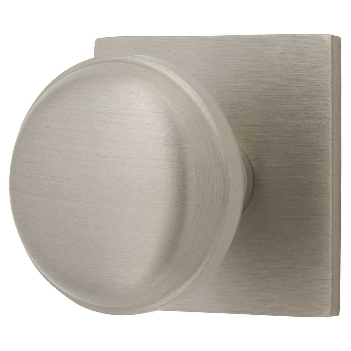 Quantock Cabinet Knob on Square Backplate - 34mm Diameter - Satin Nickel
