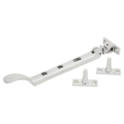 Victorian Casement Window Stay - 8"/200mm Length - Soft Satin Chrome