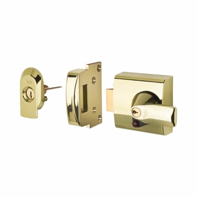 BS 3621:2007 Nightlatch - 60mm Backset - Polished Brass Case/Cylinder