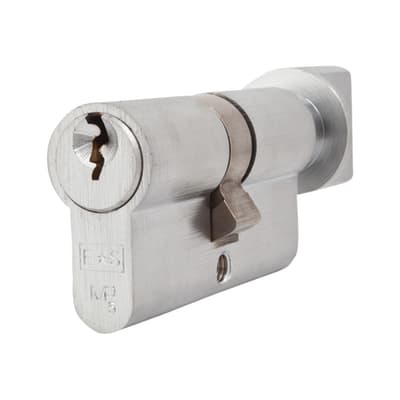 5 Pin 60mm Euro Thumbturn Cylinder - 30mm Turn + 30mm - Satin Chrome - Master Keyed