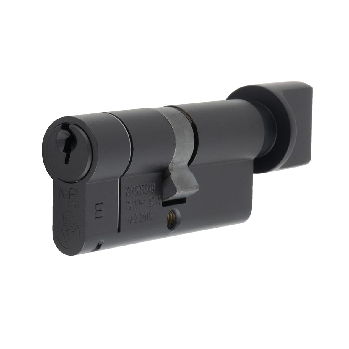 1 Star 6 Pin 80mm Euro Thumbturn Cylinder - 40 + 40mm - Matt Black - Keyed to Differ