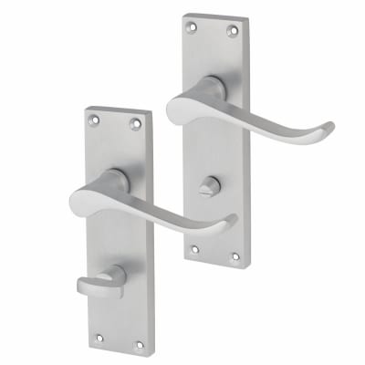 Satin Chrome Budget Scroll Bathroom Door Handles - Mia Range - 153 x 42mm