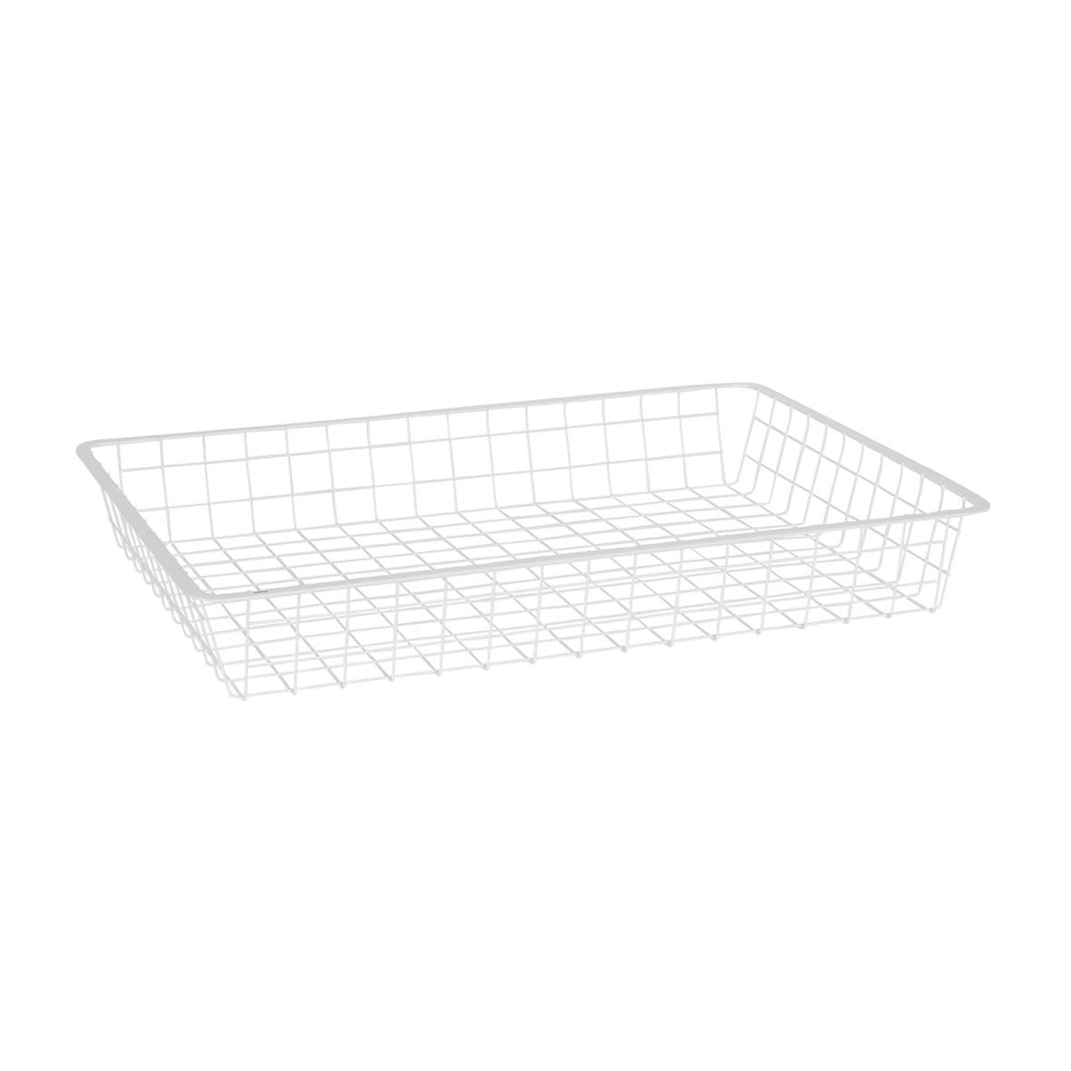 Top Track System - Click In Shallow Wire Basket for Gliding Frame - 605 x 430 x 85mm - White