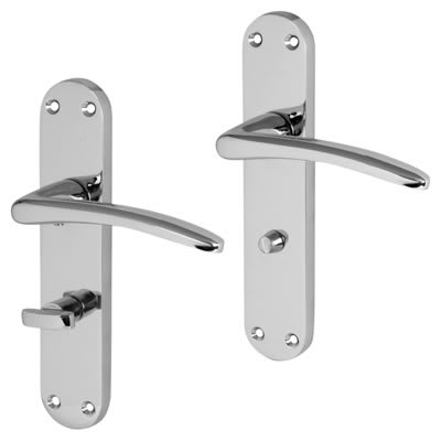Polished Chrome Bathroom Door Handles - Salerno Range - 182 x 39mm