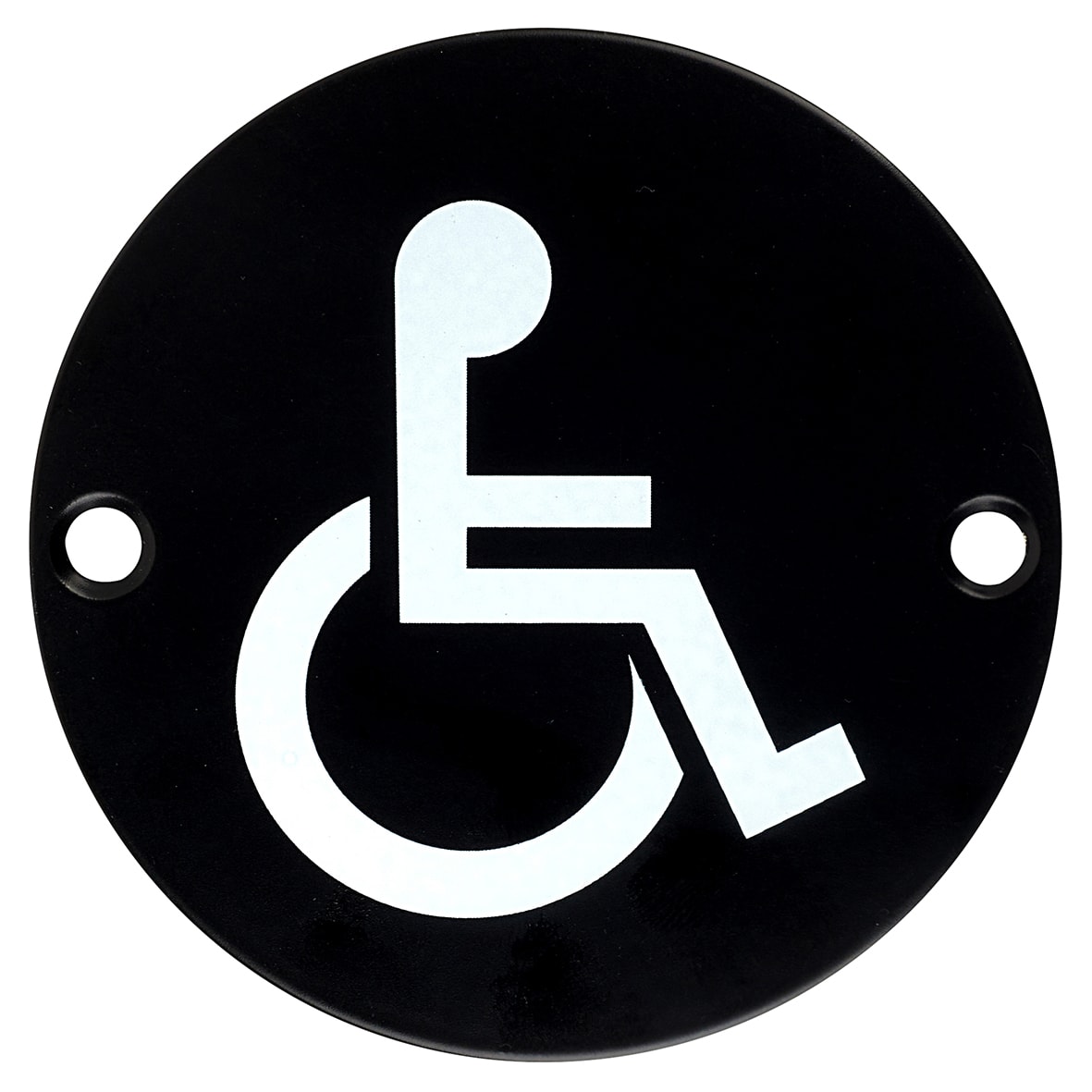 Disabled Toilet Door Sign - 75mm Diameter - Matt Black