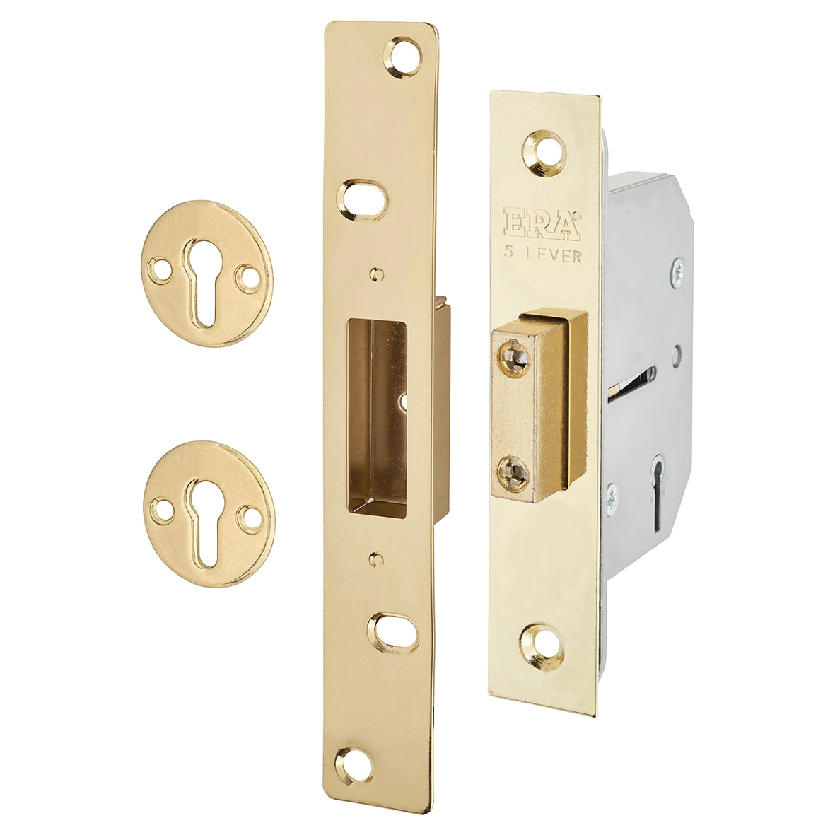 Viscount 5 Lever Deadlock - 76mm Case - 56mm Backset - Polished Brass