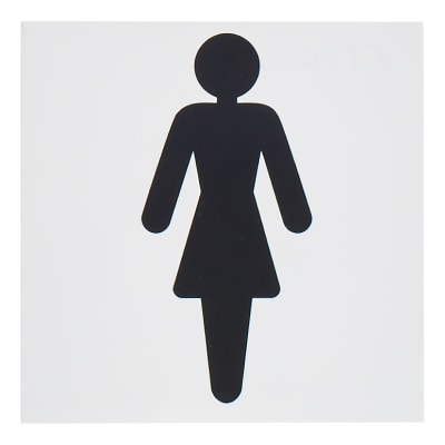 Square Female Toilet Door Sign - 150 x 150mm - White