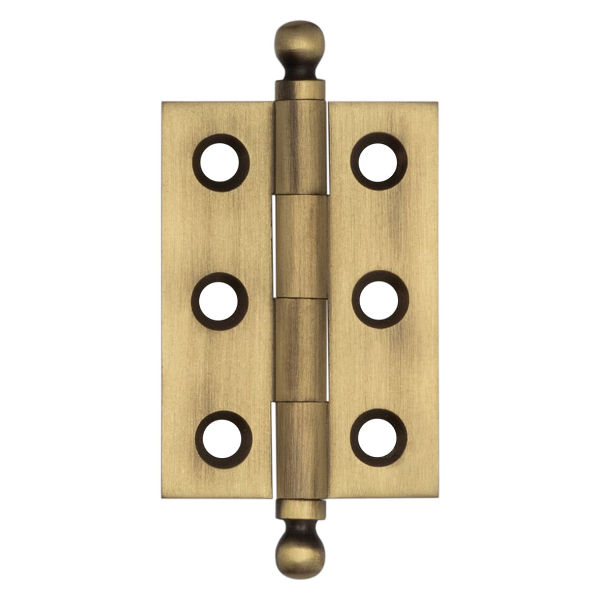 Solid Drawn Finial Butt Cabinet Hinge - 50 x 35 x 2.2mm - Antique Brass - Pair