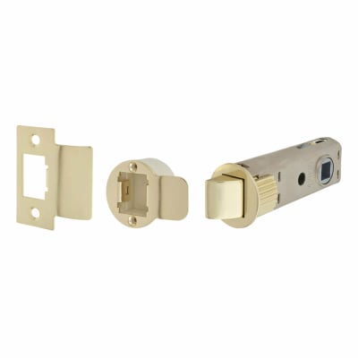 FastLatch Push-Fit Bolt Through Tubular Latch - 73mm Case - 57mm Backset - Round - Pol Brass