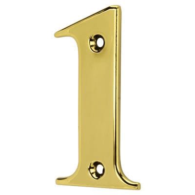 79mm Screw Fix Door Numeral - 1 - Polished Brass Effect