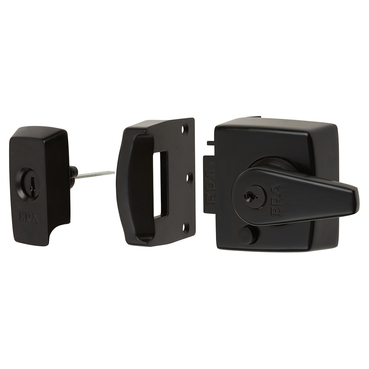 BS 3621:2007 Double Locking Nightlatch - 40mm Backset - Matt Black Case/ Cylinder