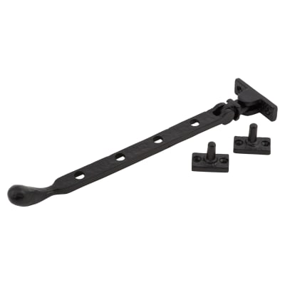 Bulb End Casement Window Stay - 10"/250mm Length - Antique Black Iron