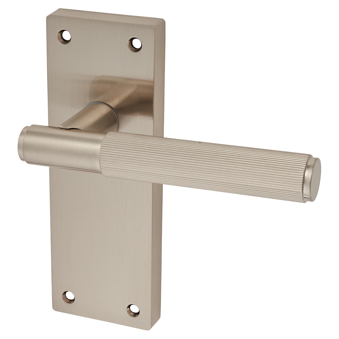 Satin Nickel Lines Latch Door Handles - Nova Range - 155 x 55mm