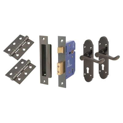 Black Nickel Victorian Summer Scroll 5 Lever Sashlock Door Handles Kit