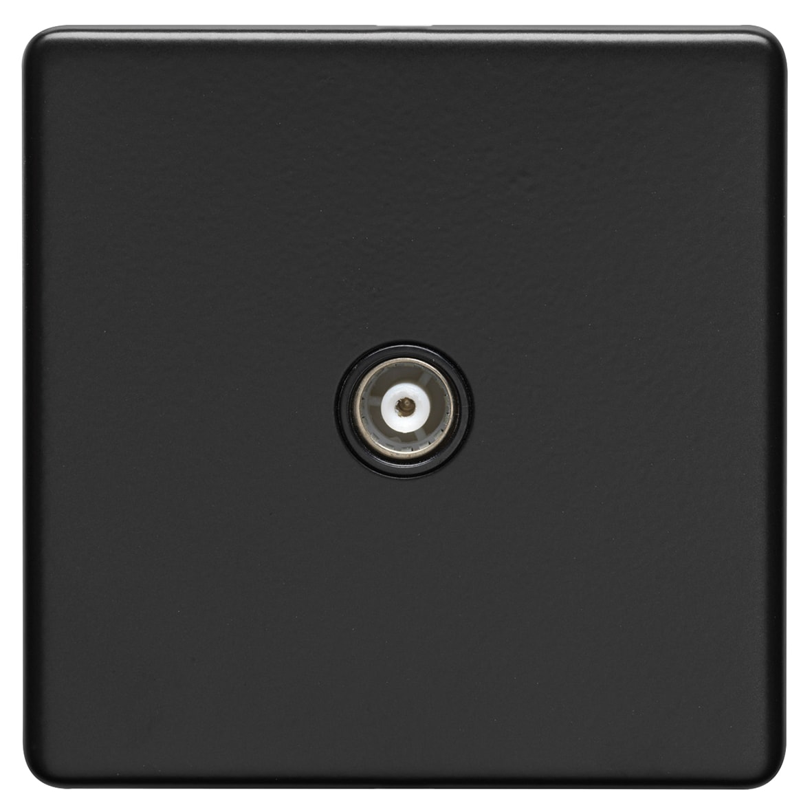 Concealed 1 Gang Screwless Flat Plate Isolated TV Coaxial Socket - Matt Black