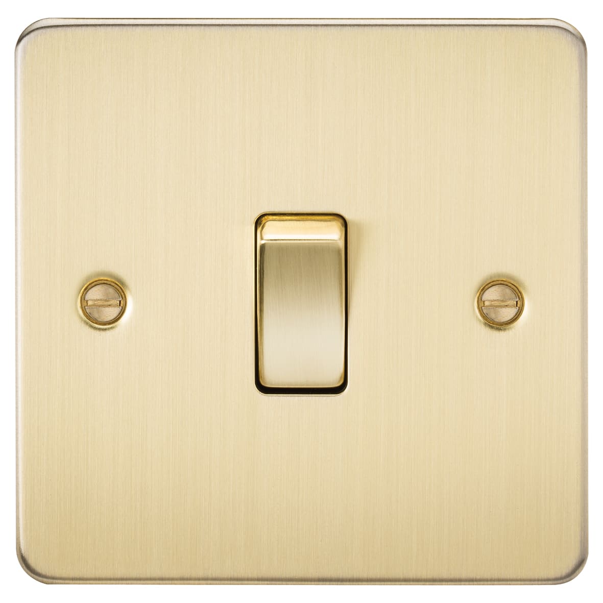 10AX 1 Gang Flat Plate Intermediate Light Switch - Brushed Brass