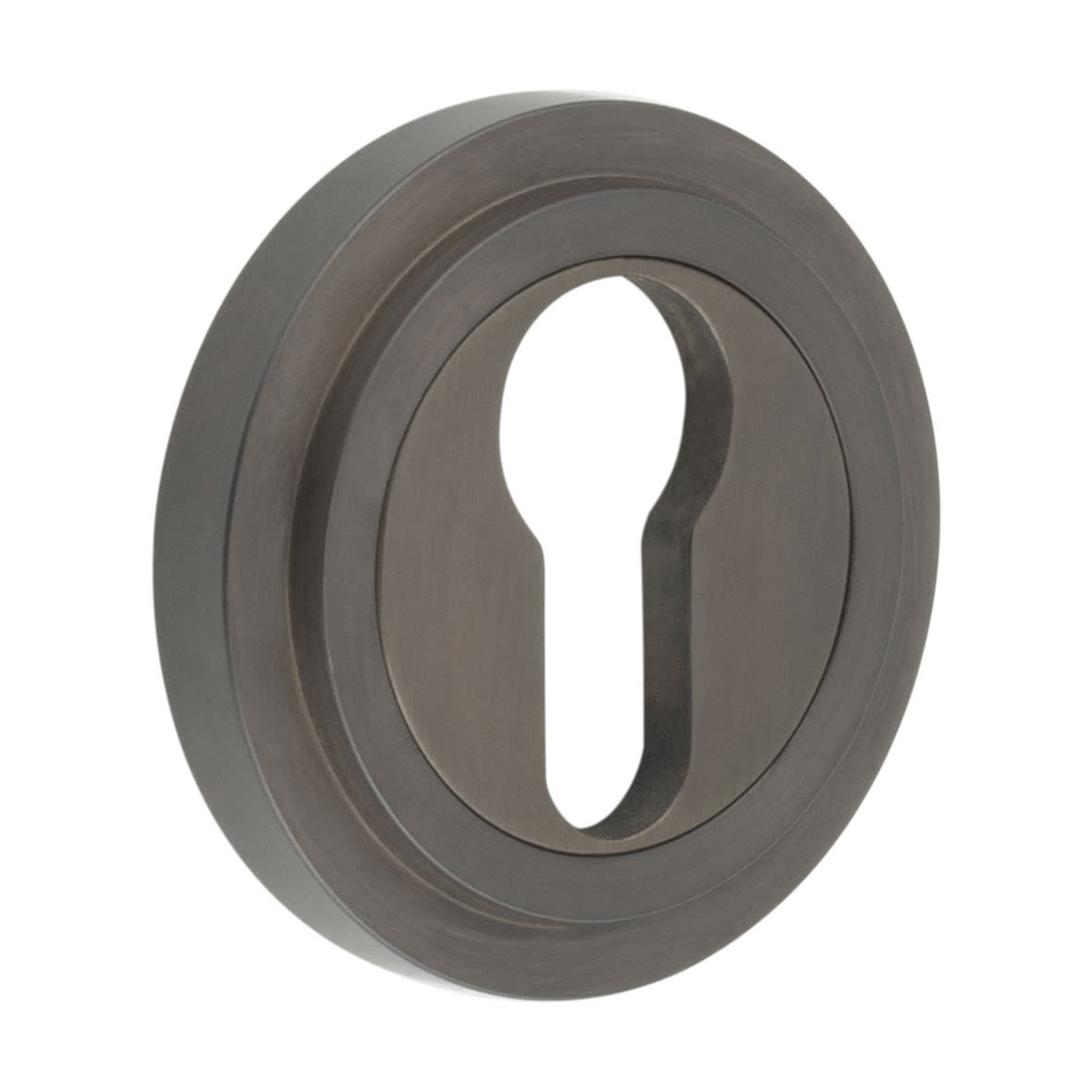 Escutcheon on Stepped Rose - 53mm Diameter - Euro - Dark Bronze