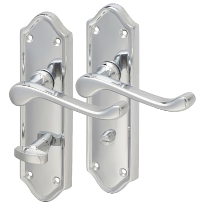 Polished Chrome Scroll Bathroom Door Handles - Ashmead Range - 168 x 46mm