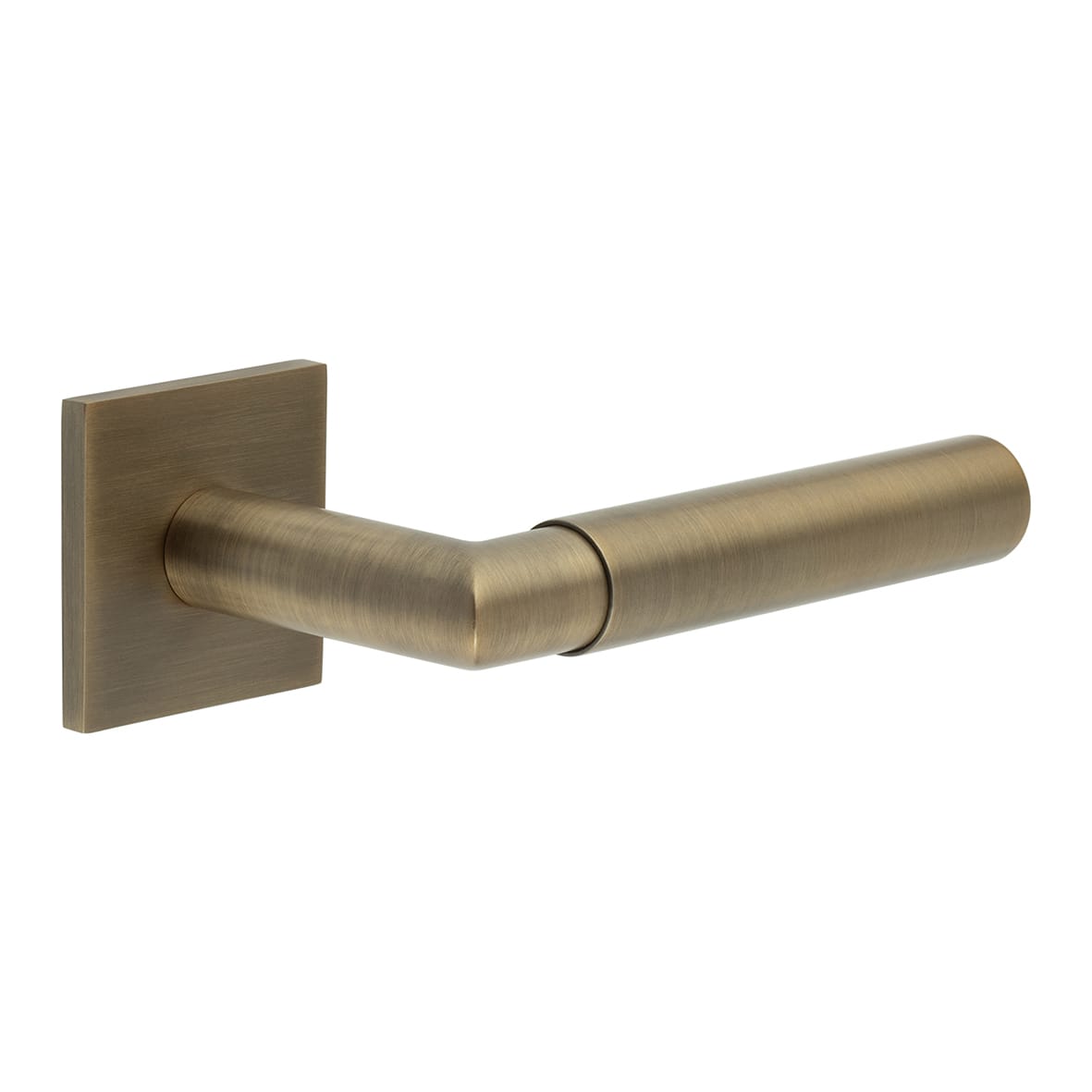 Antique Brass Unsprung Fire Rated Door Handles on Square Rose - CR-102 Range