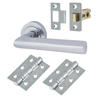 Polished Chrome Latch Door Handles on Rose Pack - Emily Range