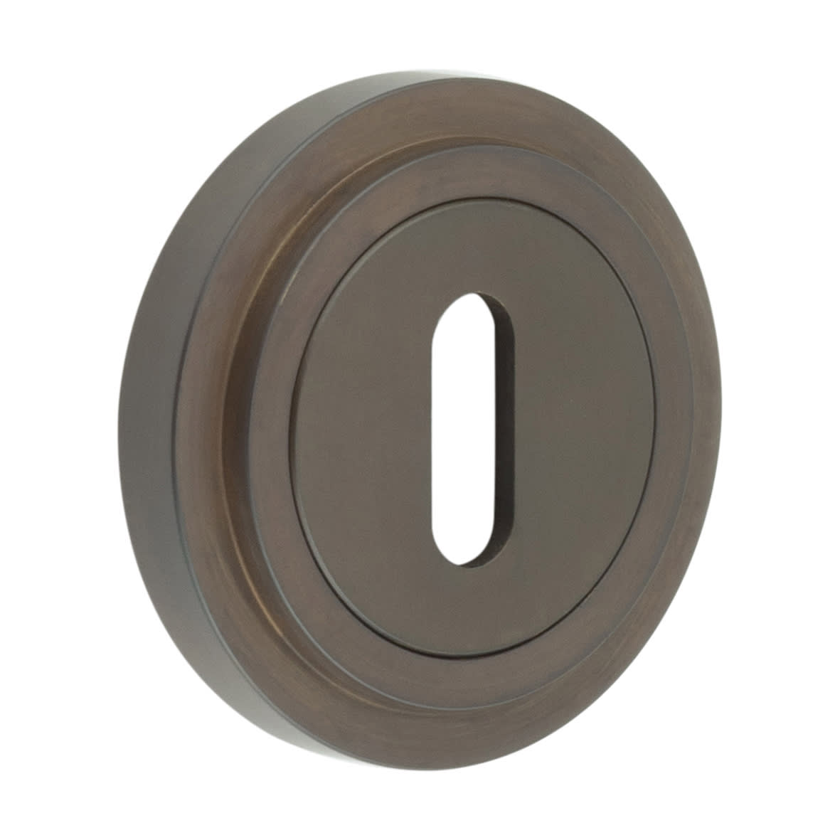 Escutcheon on Stepped Rose - 53mm Diameter - Keyhole - Dark Bronze