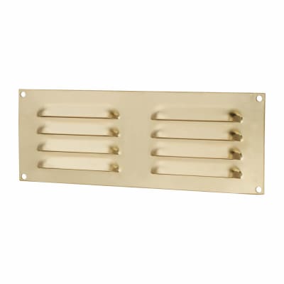 Hooded Louvre Vent - 242 x 89mm - 3973mm² Free Air Flow - Polished Brass