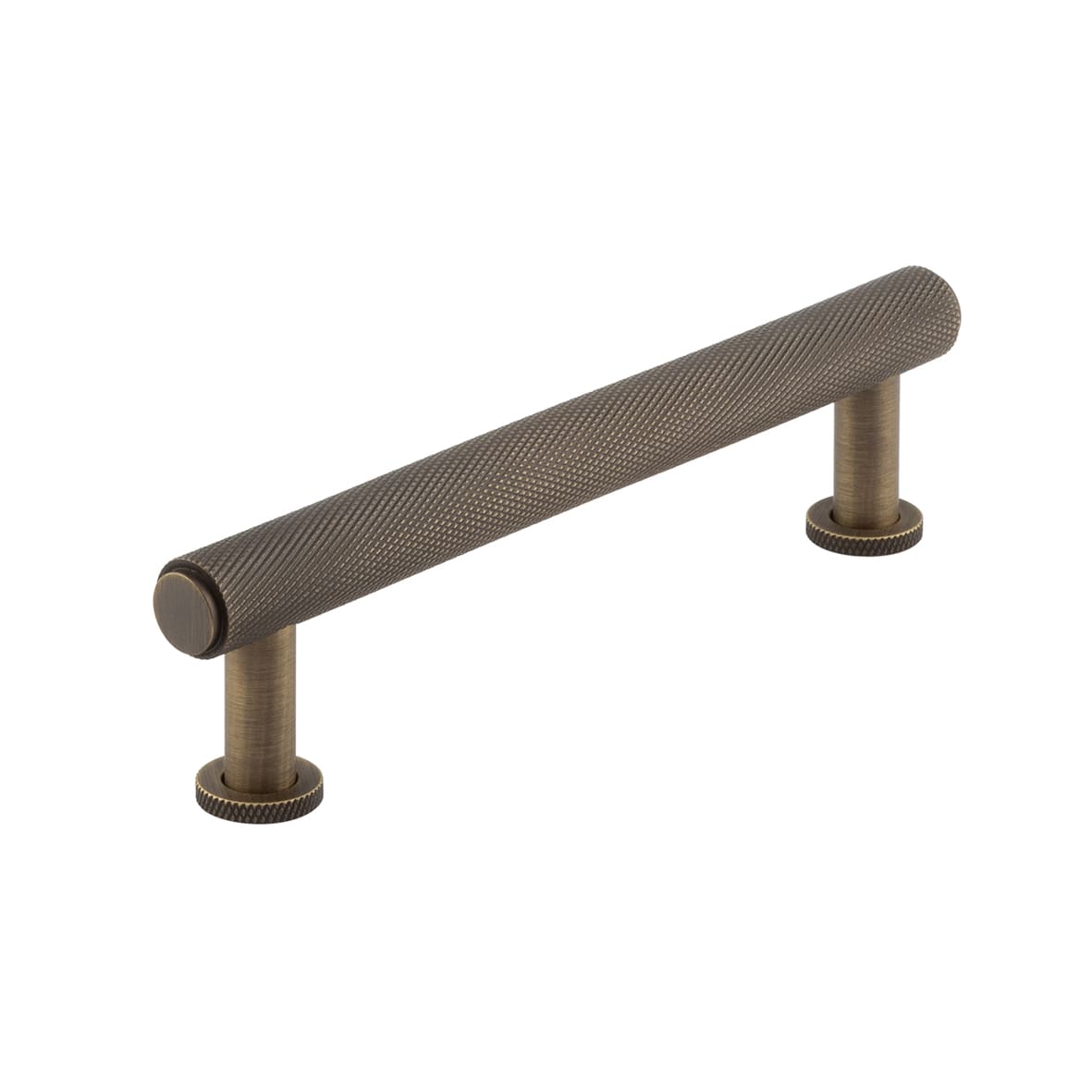 Piccadilly 15mm Knurled T-Bar Cabinet Pull Handle - 128mm c/c - Antique Brass