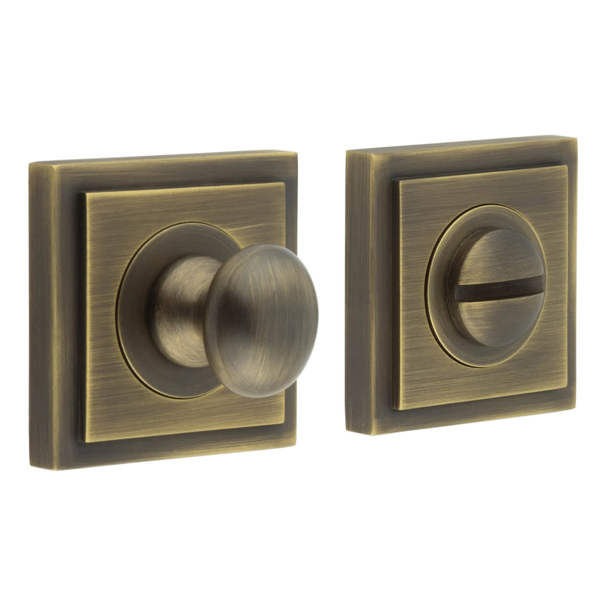 Inner 1 Turn & Release with Square Stepped Rose - 47 x 47mm - Antique Brass