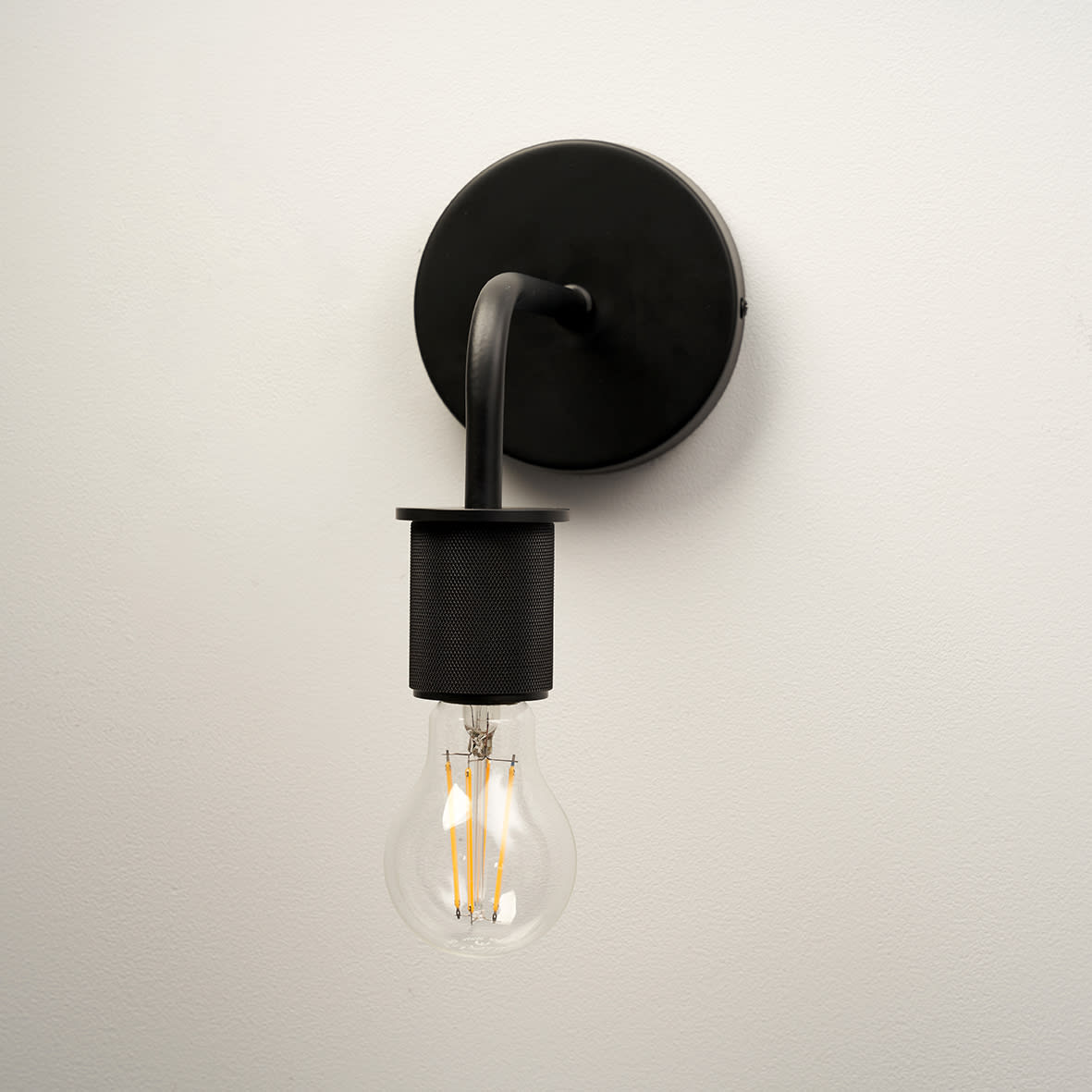 Casa Knurled Indoor Wall Light - Matt Black Fittings