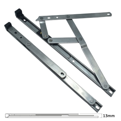uPVC/Timber Standard Window Friction Stay Hinge - 13mm Stack - 12"/300mm - Top Hung - Pair