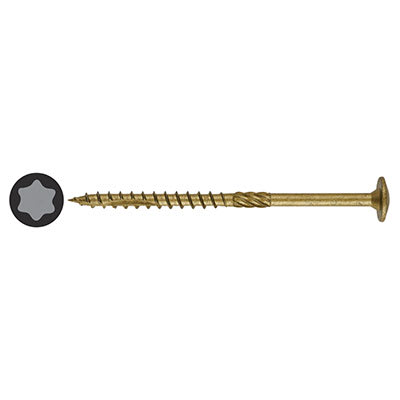 Timber Connector Torx Wafer Head Wood Screws - 6.0 x 80mm - Nano Bronze - Pack of 25