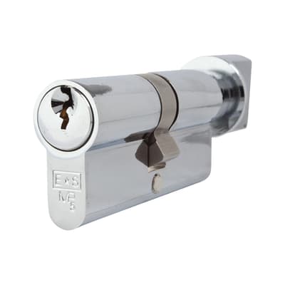 5 Pin 70mm Euro Thumbturn Cylinder - 35mm Turn + 35mm - Polished Chrome - Keyed to Differ