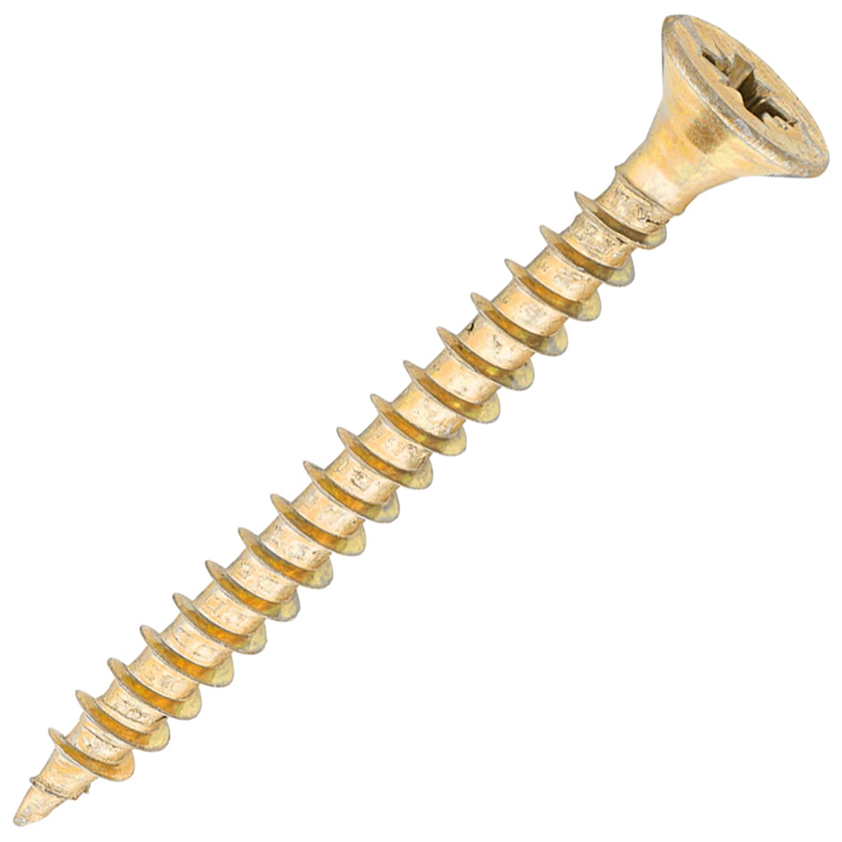 General Purpose Pozi Countersunk Chipboard Wood Screws - 5.0 x 50mm - Yellow Zinc - Pk of 200