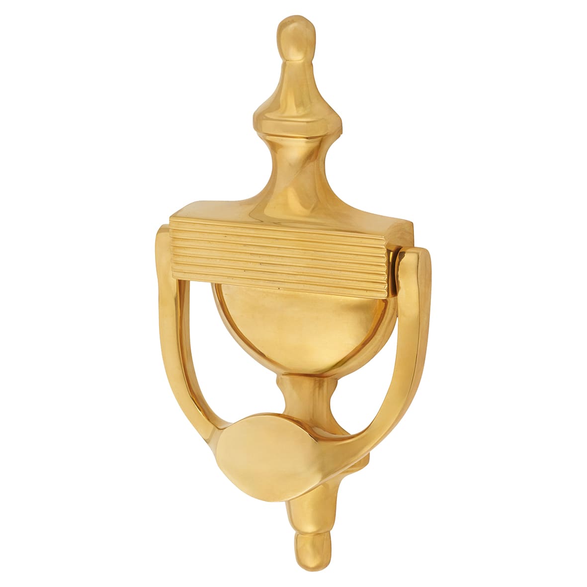Marcus Reeded Urn Door Knocker - Unlacquered Brass - 195 x 100mm