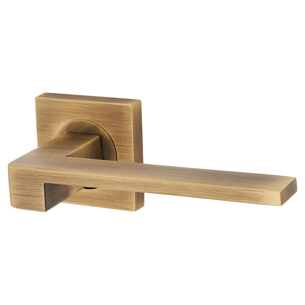 Brass Antique Brass Door Handles on Square Rose - Equi Range