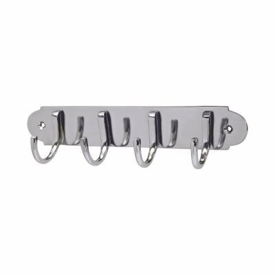 Marcus Solid Brass Coat Rack - 223 x 64 x 40mm - 4 Hooks - Polished Chrome