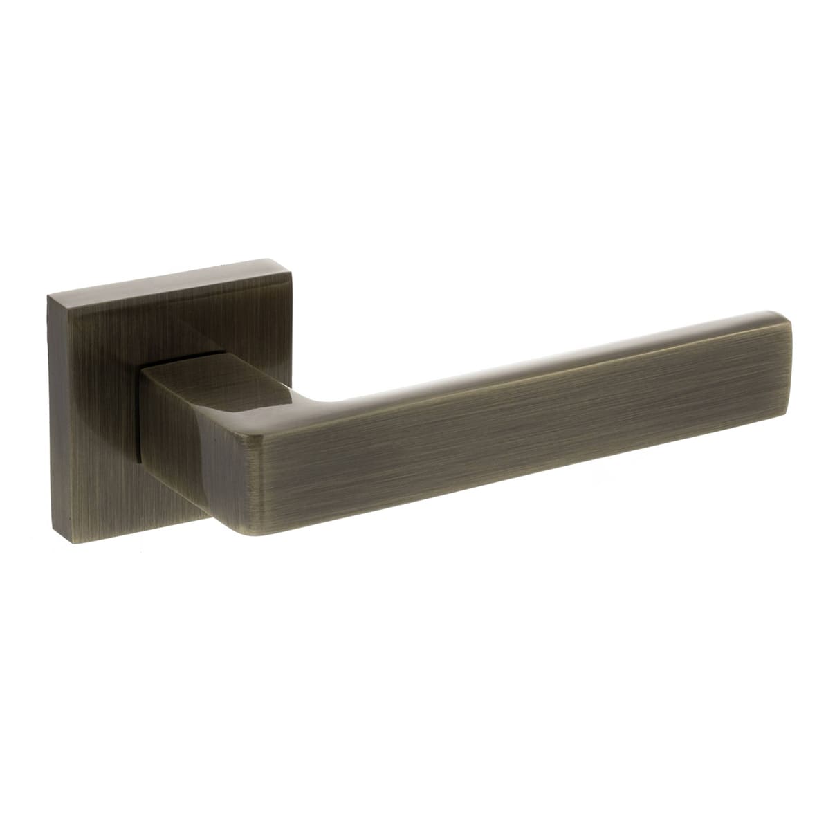 Status Montana Door Handle on Square Rose - Antique Brass