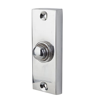 Polished Chrome Rectangular Plain Edge Period Bell Push - 80 x 30mm