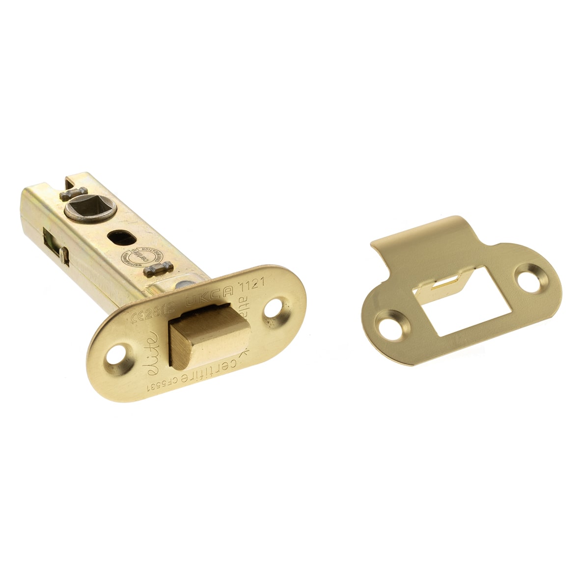 Fire-Rated Tubular Latch - 78mm Case - 57mm Backset - Radius - Satin Brass