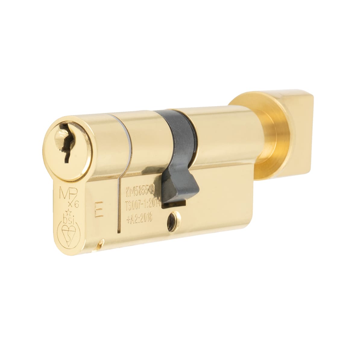1 Star 6 Pin 80mm Euro Thumbturn Cylinder - 40mm + 40mm - Polished Brass - Keyed to Differ
