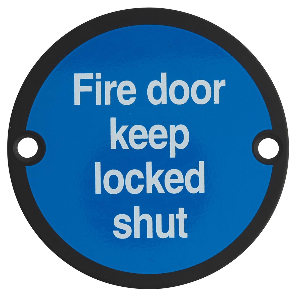 Fire Door Keep Locked Shut Door Sign - 75mm Diameter - Matt Black