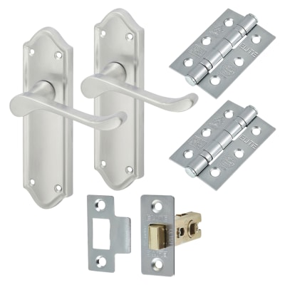 Satin Chrome Scroll Latch Door Handles Pack - Ashmead Range