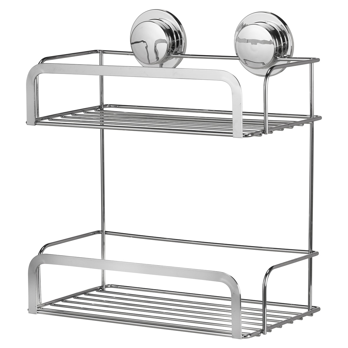 Stick 'N' Lock Cosmetic Shower Basket - Two Tier - 293 x 256 x 148mm - Polished Chrome