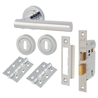 Polished Chrome 3 Lever Sashlock Door Handles on Rose Pack - Bella Range