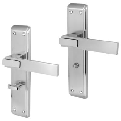 Polished/Satin Chrome Bathroom Door Handles - Modena Range - 203 x 46mm