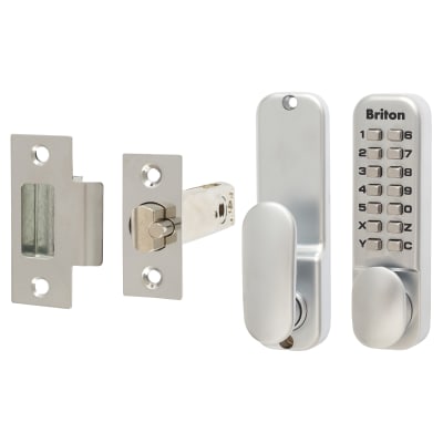 9160 Push Button Code Lock and Latch - Holdback Option - Satin Chrome