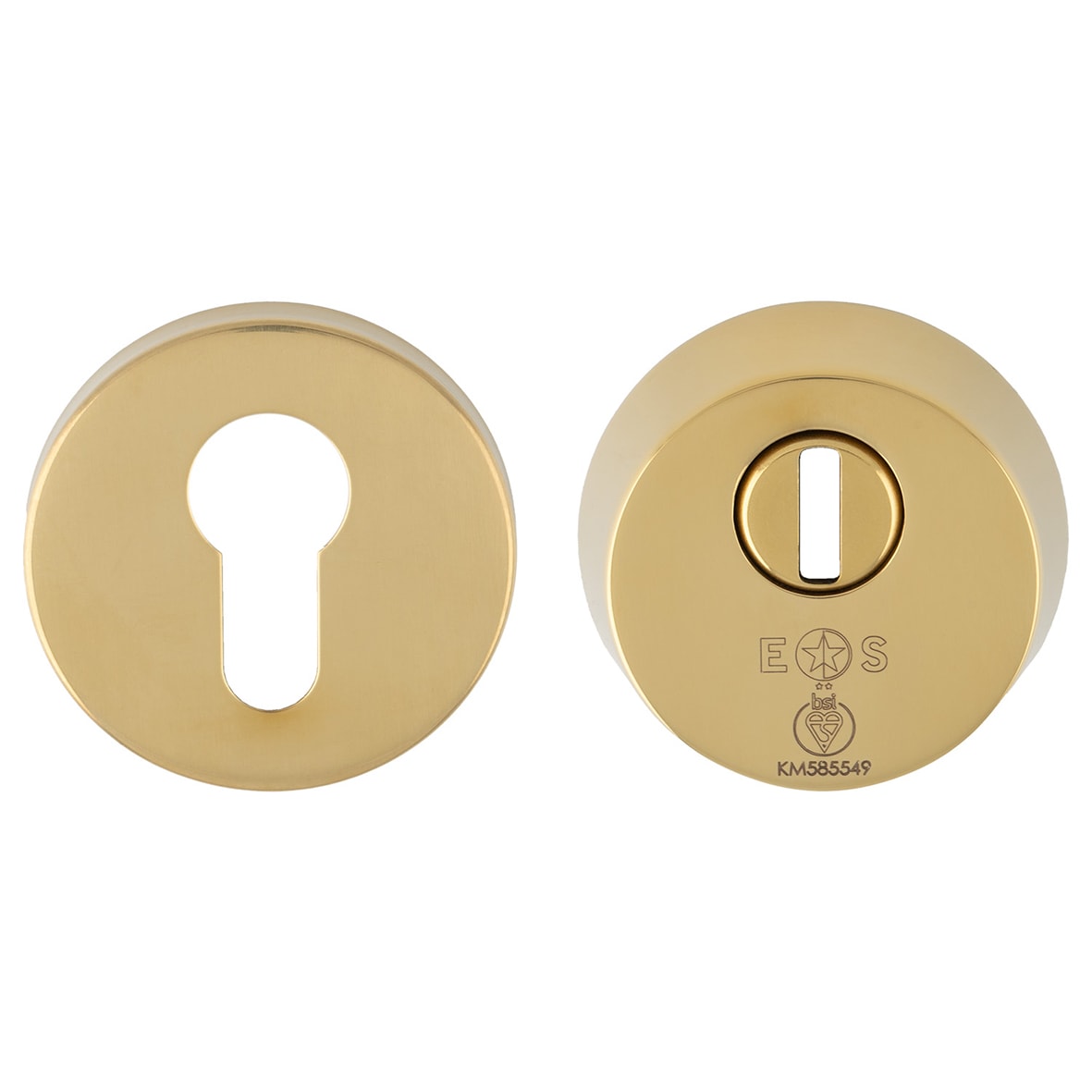 2 Star Security Escutcheon - 54mm Diameter - Euro - PVD Polished Brass