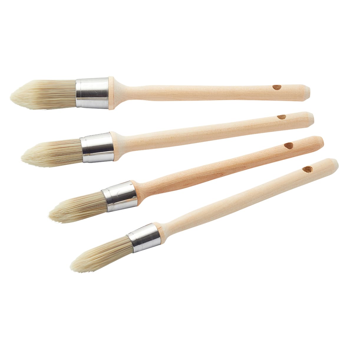 Pointed Synthetic Sash Brush Set - Pack of 4