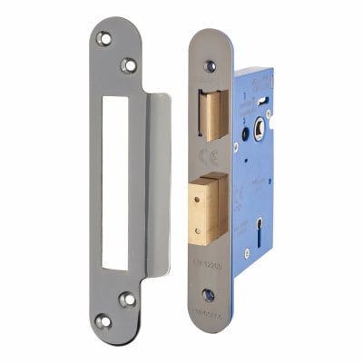 Architectural Bolt Through 5 Lever Sashlock - 65mm Case - 44mm Backset - Radius - Black Nickel